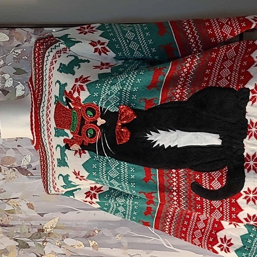 Cat In A Top Hat Soft & Cozy Festive Christmas Sweater 33 Degrees Unisex Large - Picture 15 of 16